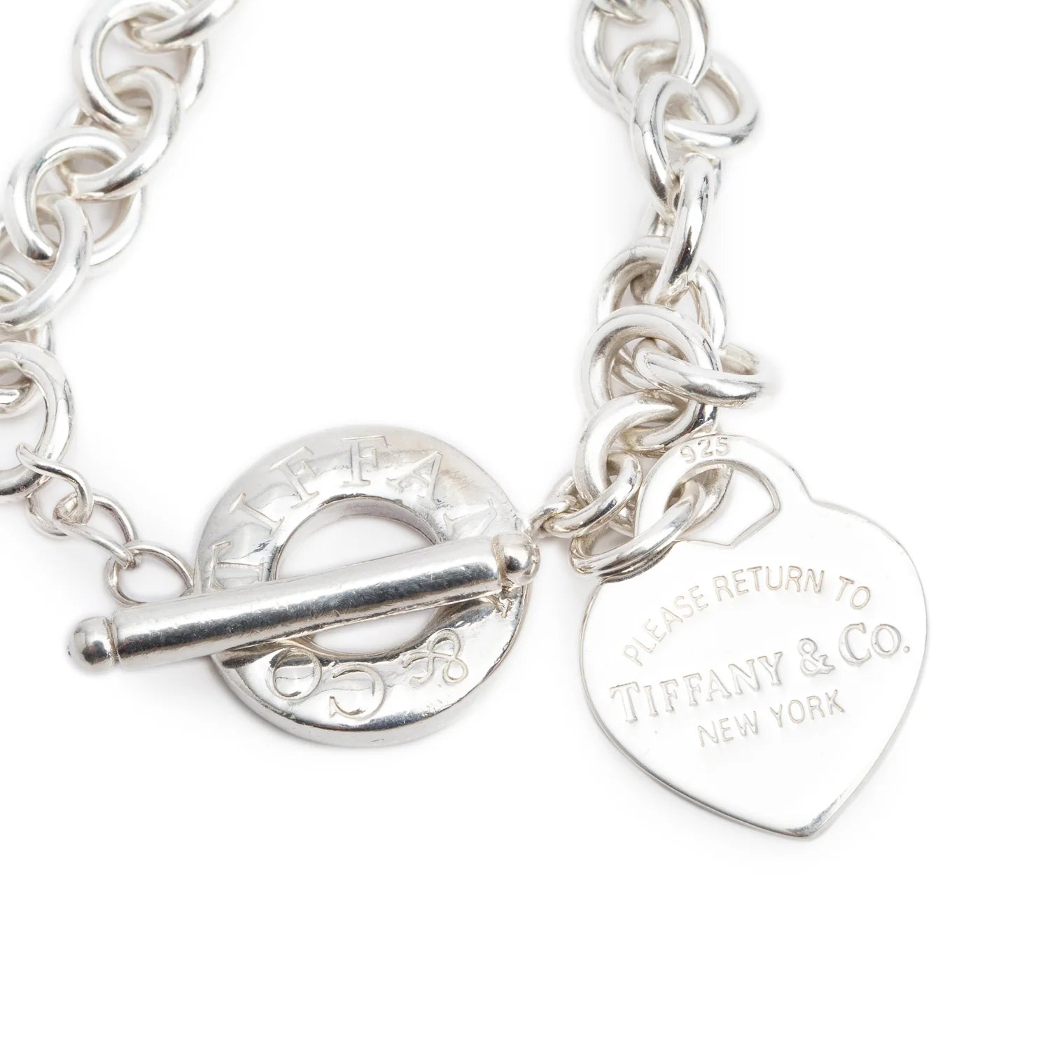 Tiffany & Co Sterling Silver Return To Tiffany Heart Tag Charm Bracelet with Toggle Clasp