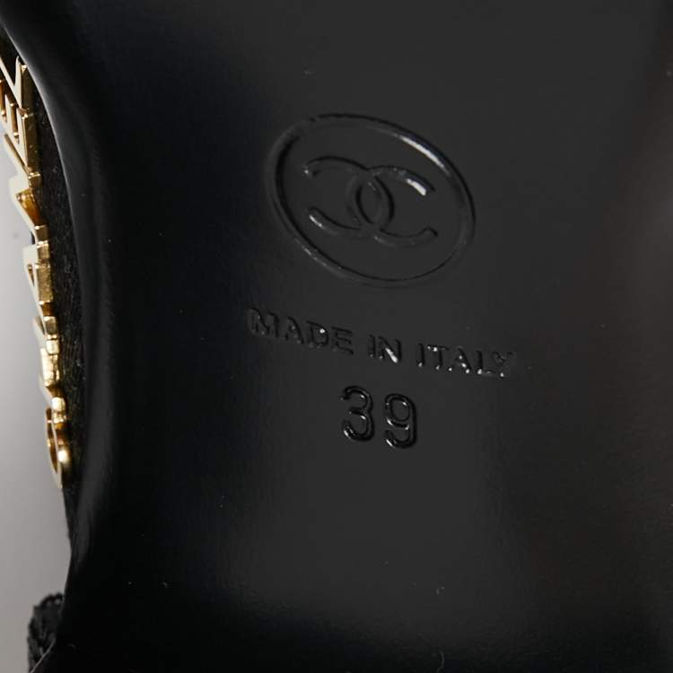 Chanel Black Sequins and Canvas CC Cap Toe Mary Jane Flats Size 39