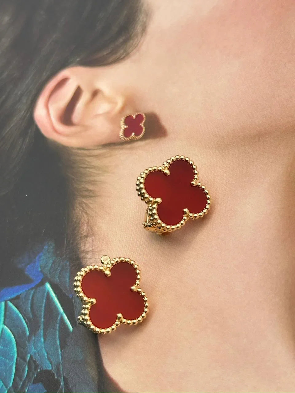 Van Cleef & Arpels Vintage Alhambra Earrings Carnelian