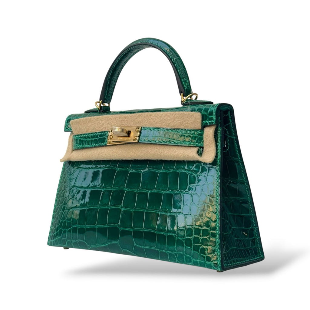 Hermes Kelly Mini Vert Emerald Shiny Alligator GHW