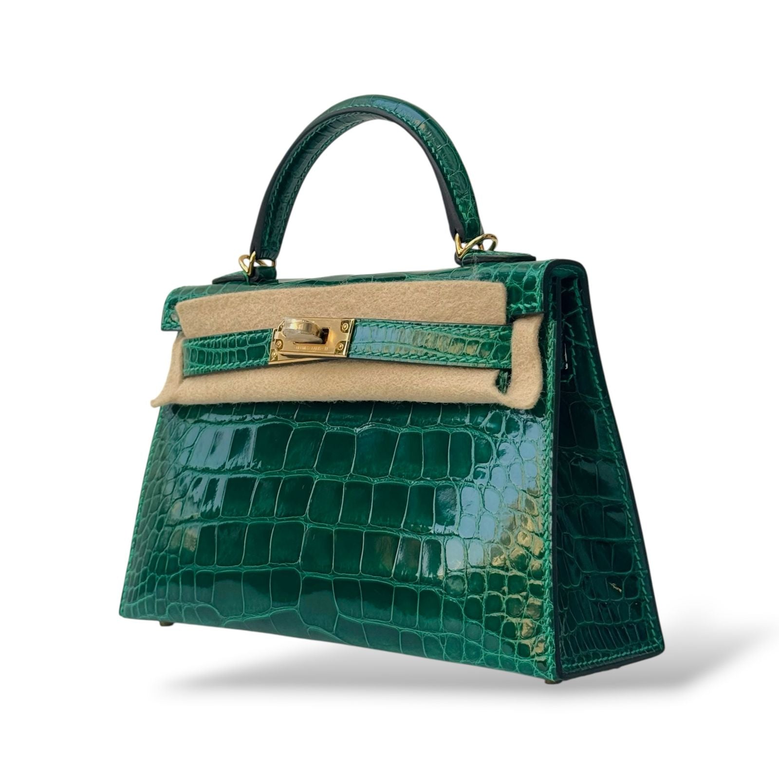 Hermes Kelly Mini Vert Emerald Shiny Alligator GHW