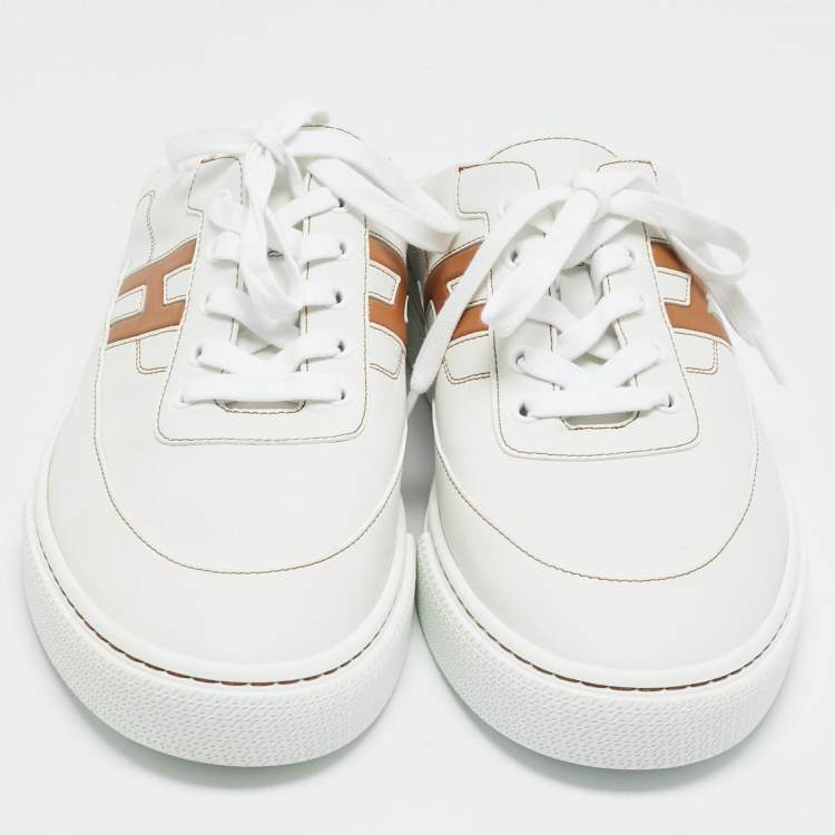 Hermes Keep Size 43 White Leather Mules Sneakers