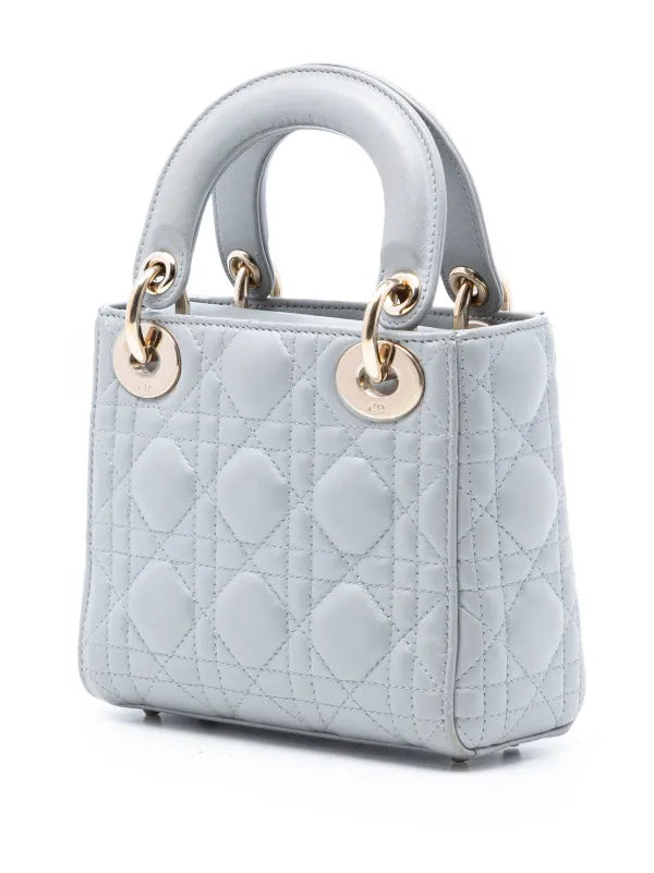 Christian Dior 2020 Mini Metallic Lambskin Cannage Lady Dior