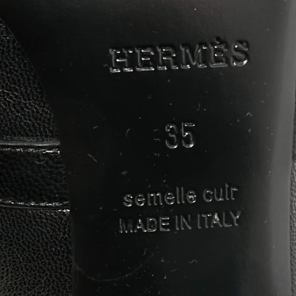 Hermès Blossom Size 35 Black Leather Mules