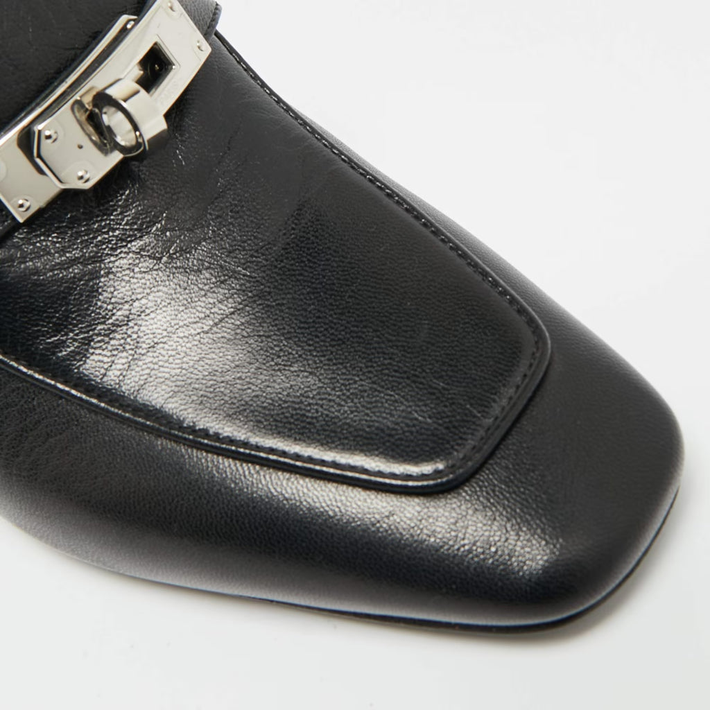 Hermès Blossom Size 35 Black Leather Mules