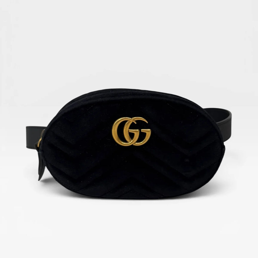 GUCCI GG BLACK VELVET MARMONT BELT BAG