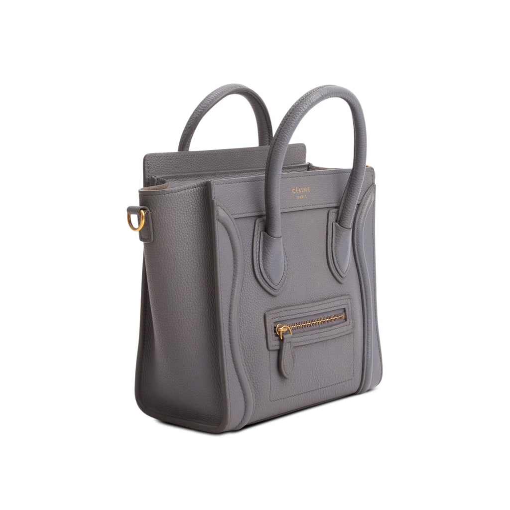 Celine Grey Calfskin Leather Nano Luggage Tote