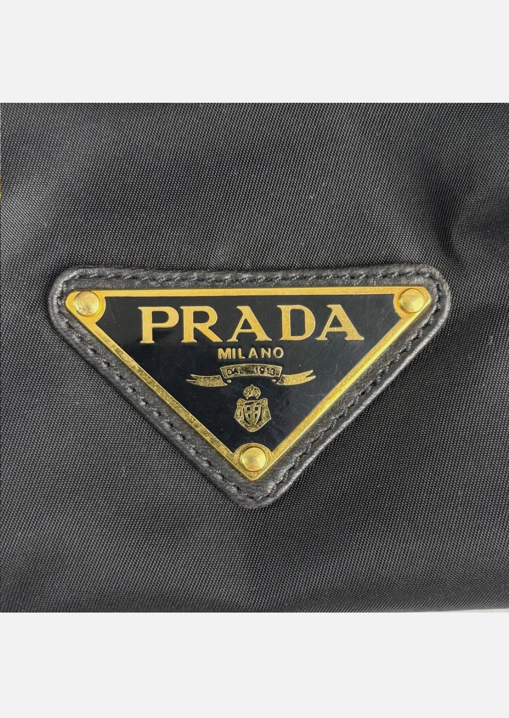 Prada Triangle Hobo Shoulder Bag Nylon Leather Black