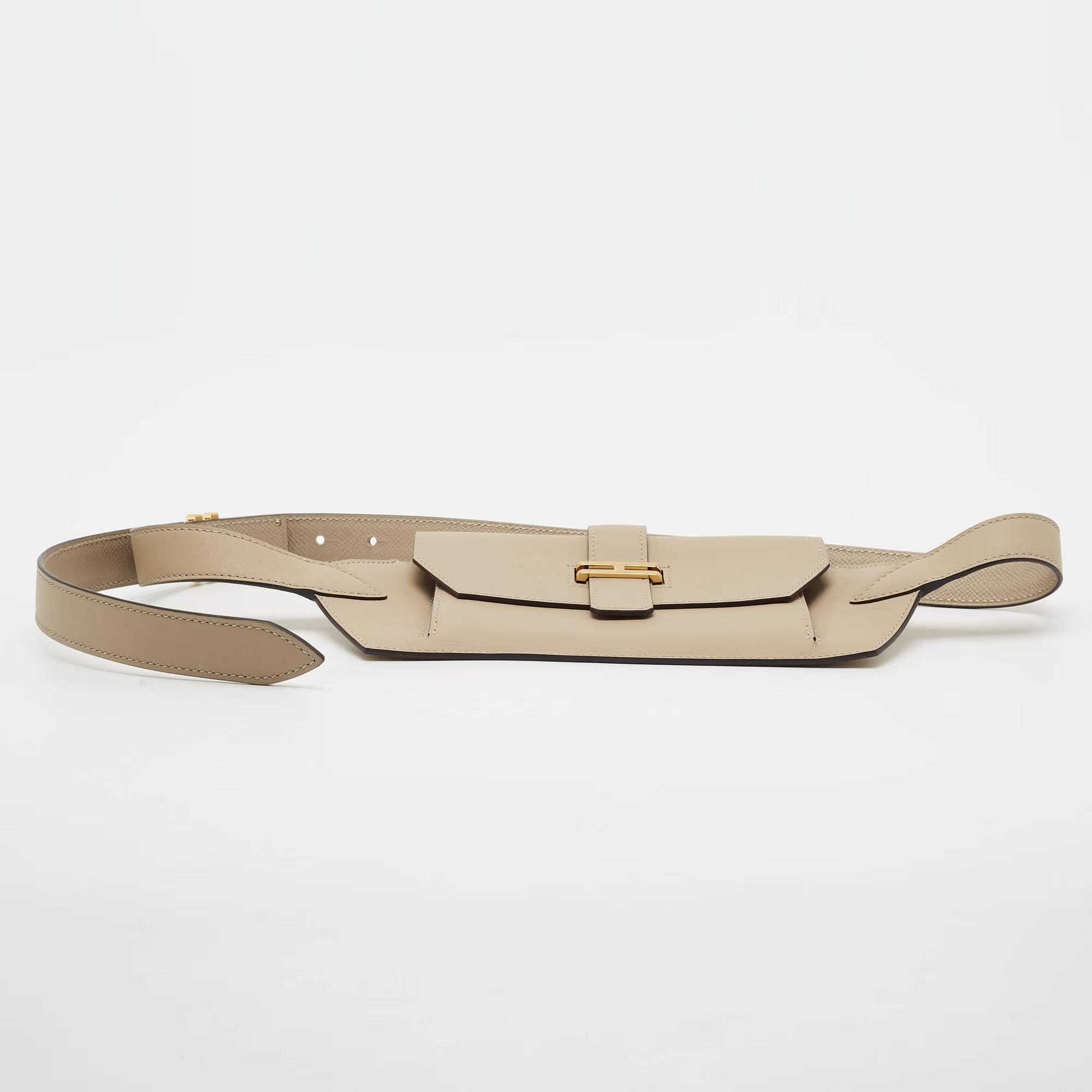 Hermes Elan Pocket 24 Trench Swift Leather Belt Bag