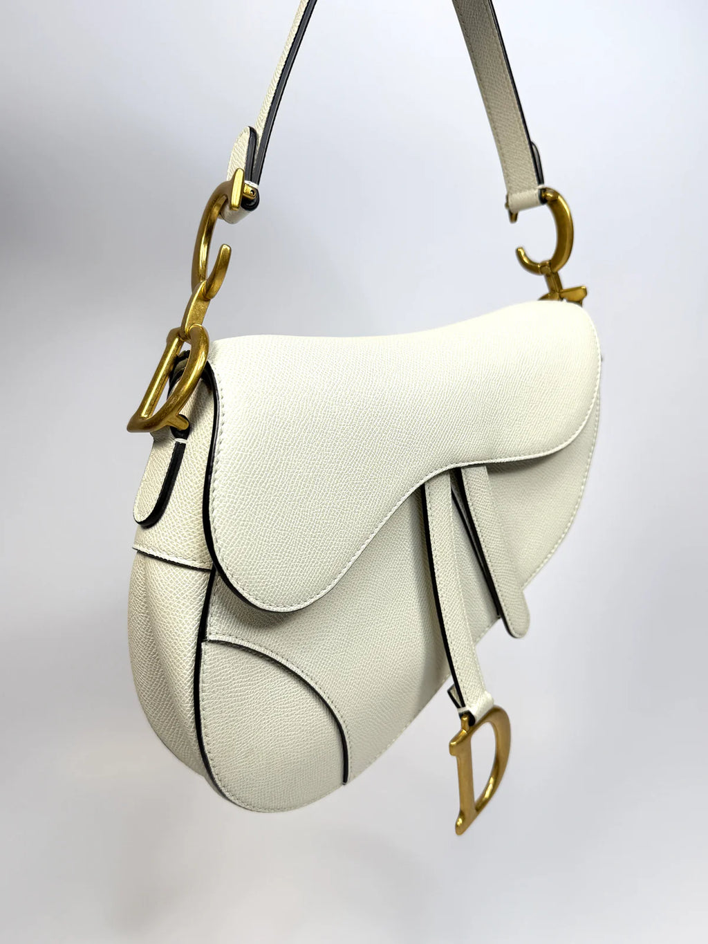 CHRISTIAN DIOR SADDLE BAG IN LATTE WITH GOLD HARDWARE