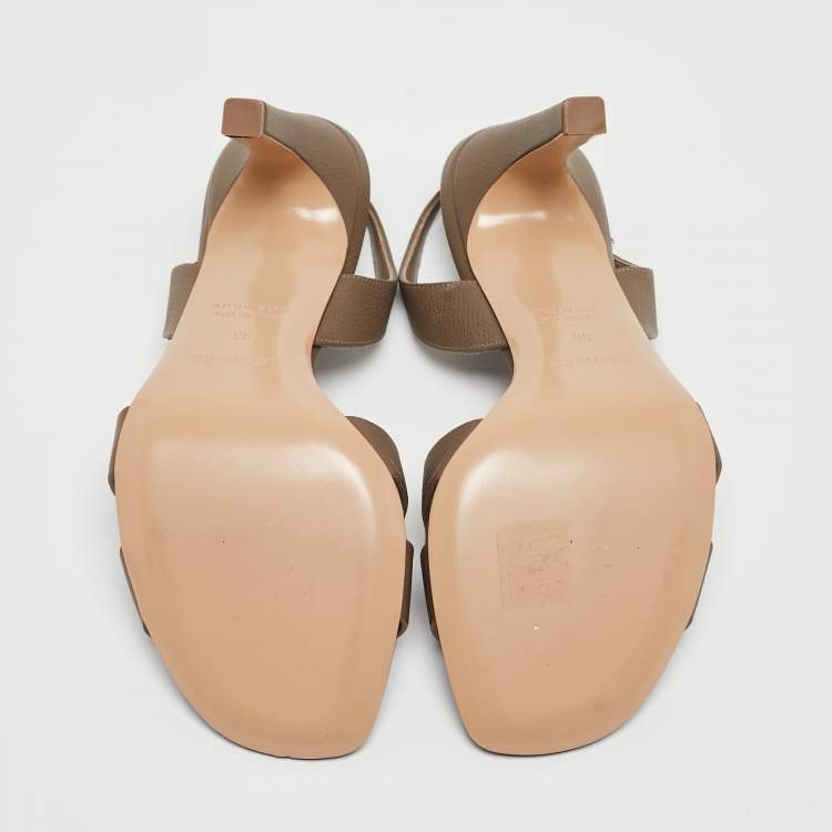 Hermes Dark Grey Leather Night Slingback Sandals Size 36