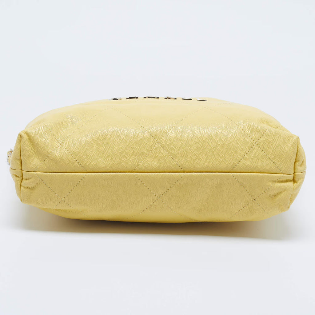 Chanel 22 Medium Yellow Quilted Caviar Leather Bag
