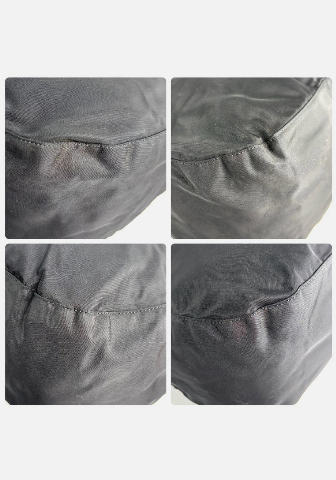 Prada Triangle Hobo Shoulder Bag Nylon Leather Black
