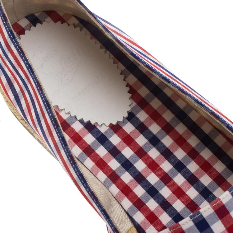 Christian Louboutin Vichy Papiounet Bow Espadrilles Size 44