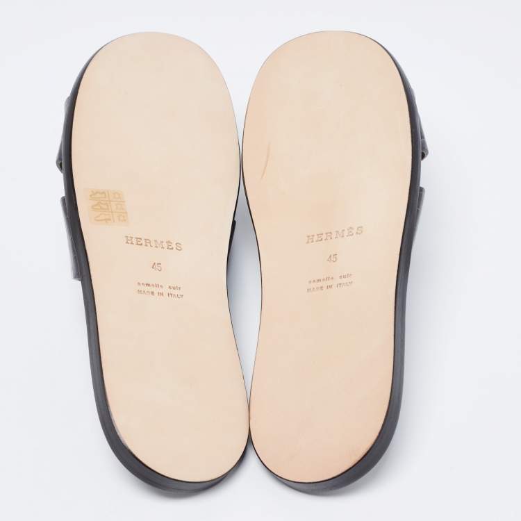 Hermès Grey Crocodile Leather Izmir Flats Size 45