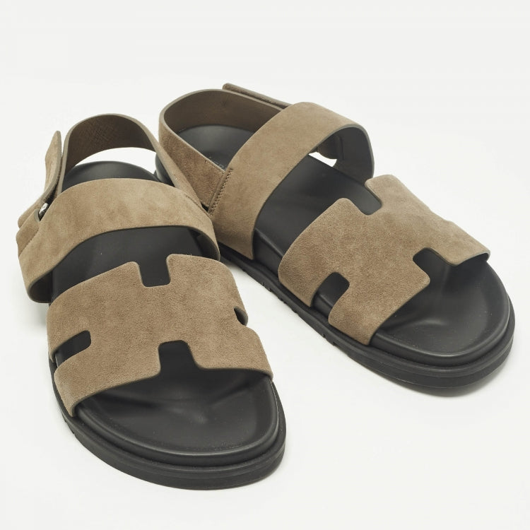 Hermes Genius Size 43 Brown Suede Flat Sandals