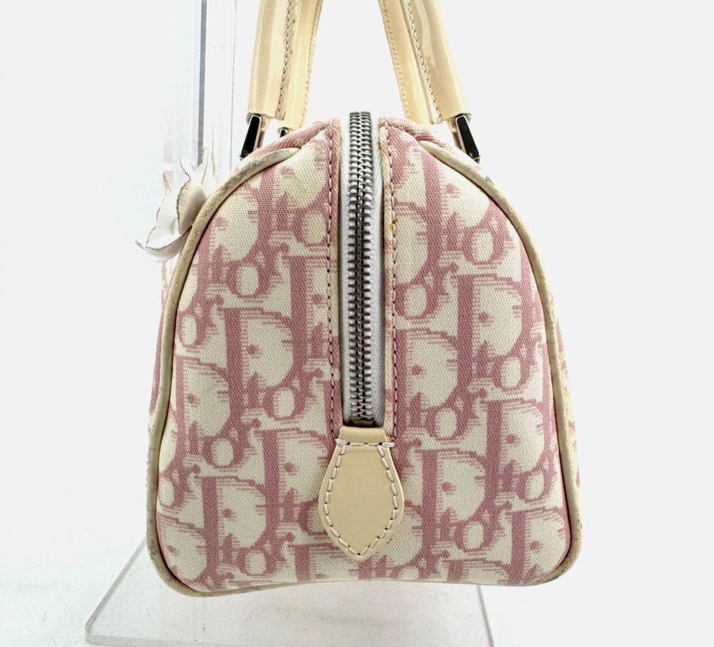 DIOR Pink Trotter Hand Mini Boston Bag Canvas Leather