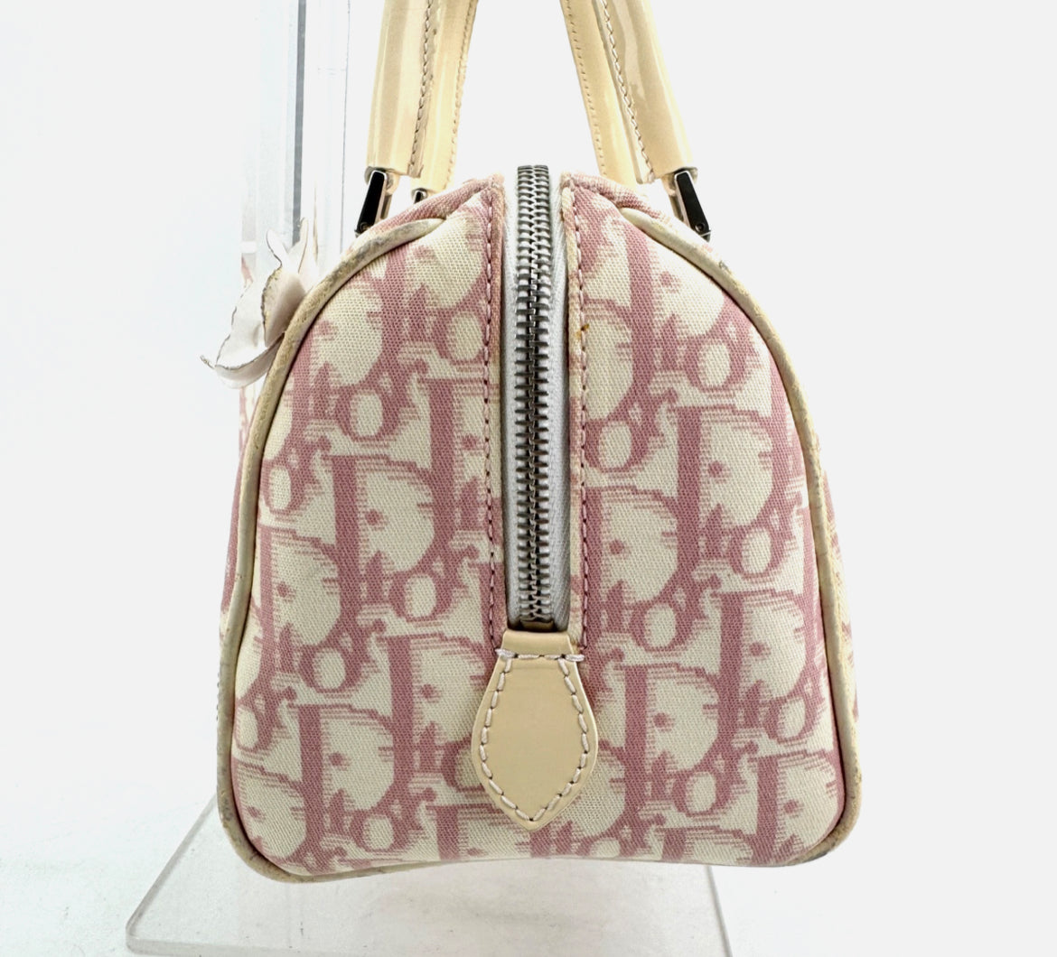 DIOR Pink Trotter Hand Mini Boston Bag Canvas Leather