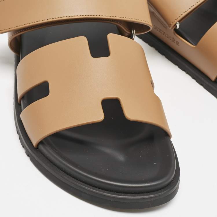 Hermes Brown Leather Chypre Sandals Size 47
