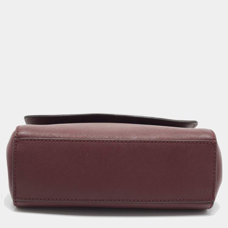Michael Kors Ava Mini Burgundy Leather Top Handle Bag