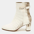 Hermes Saint Germain Size 36 White Himalaya Niloticus Crocodile Ankle Boots