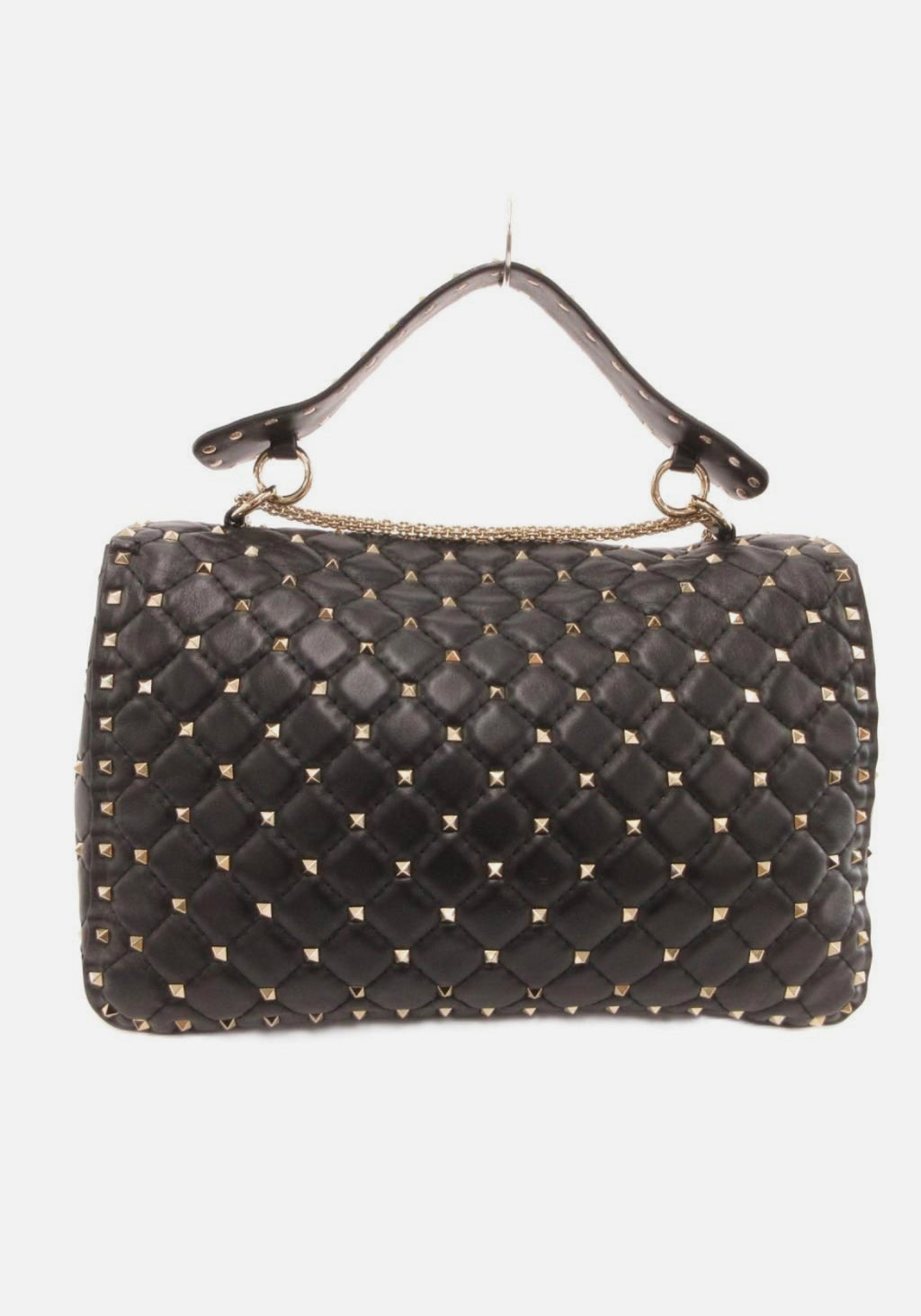 Valentino Garavani Rockstud Spike Quilted Leather Chain Shoulder Bag Black