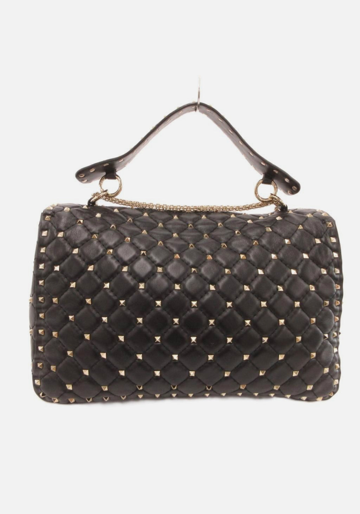 Valentino Garavani Rockstud Spike Quilted Leather Chain Shoulder Bag Black