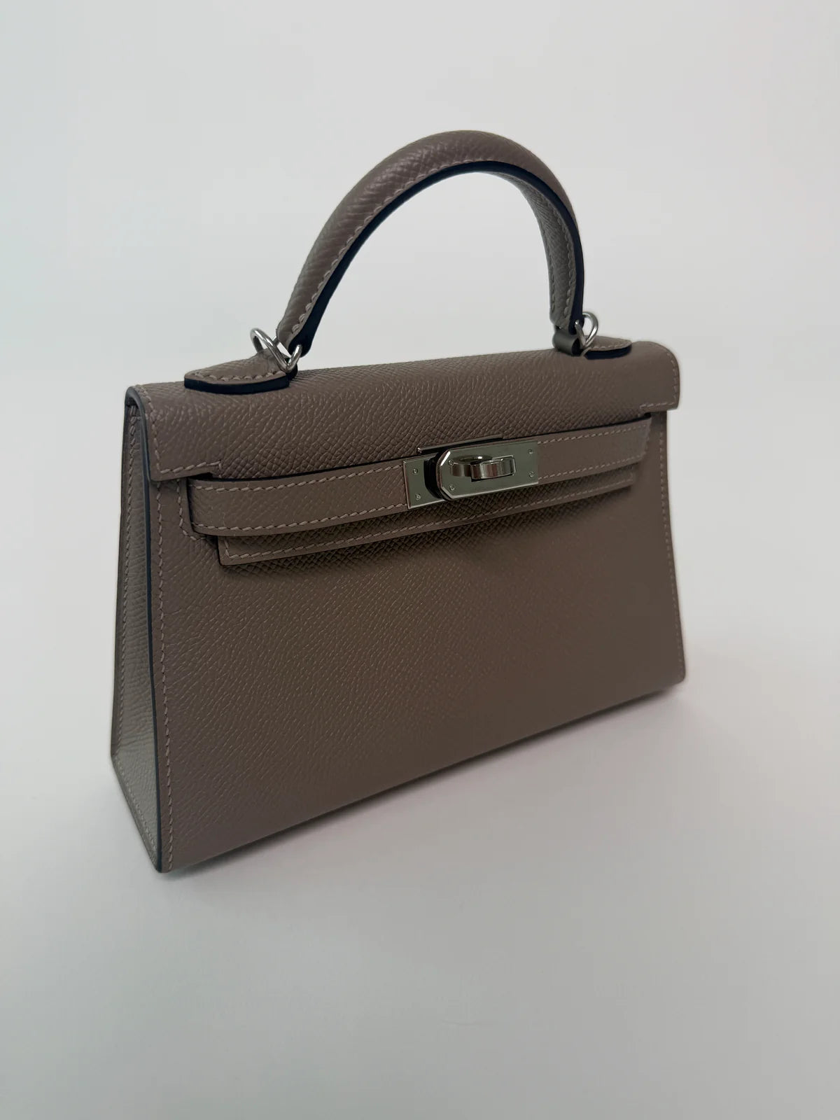 HERMÉS MINI KELLY GRIS ASPHALT IN EPSOM LEATHER WITH PHW