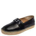 Valentino Black Leather VLTN Slip On Espadrille Flats Size EU 43.5