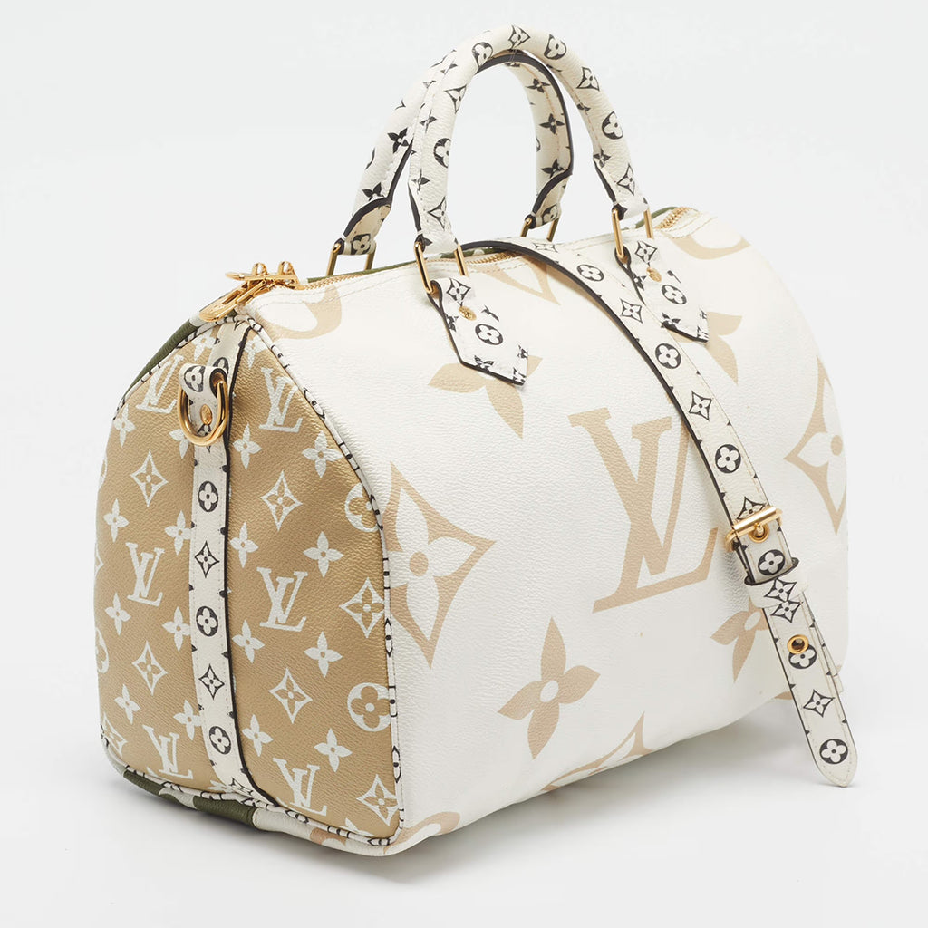 Louis Vuitton Speedy Bandouliere 30 Khaki/White Monogram Giant Canvas Bag