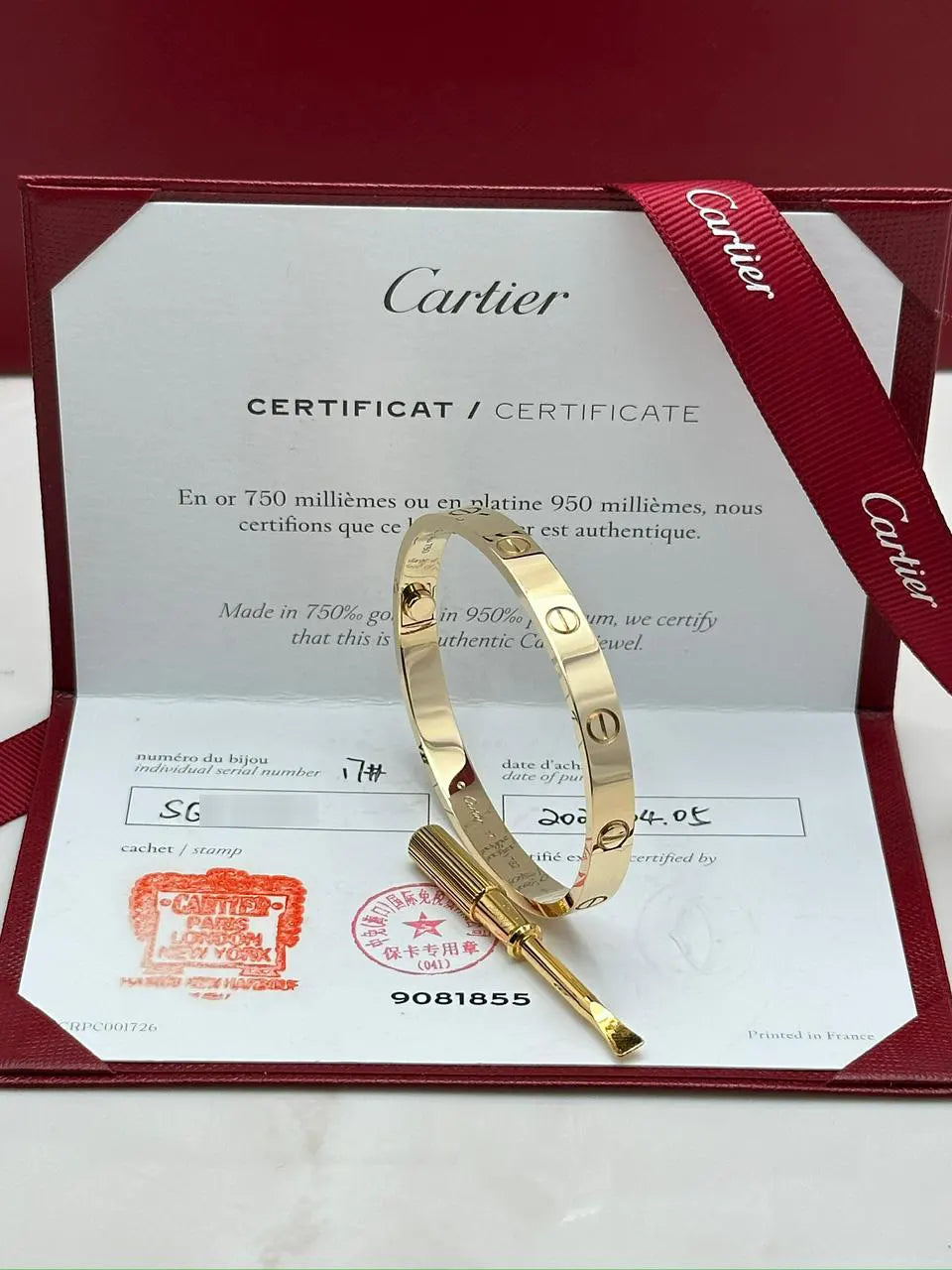 Cartier Love Bracelet Classic Model Size 17