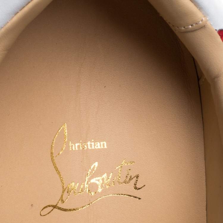 Christian Louboutin Blue/Red Suede And Leather Loubishark Low Top Sneakers Size 41