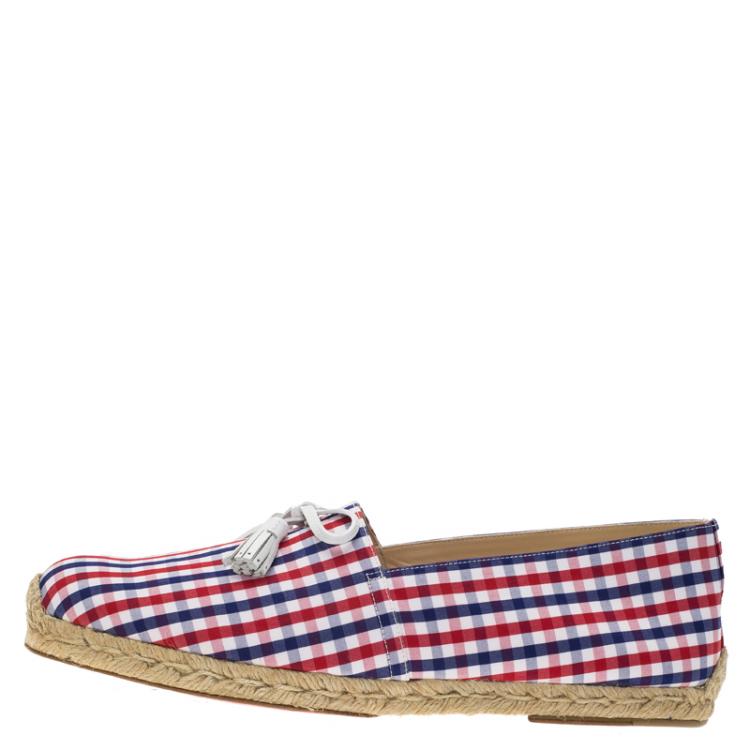 Christian Louboutin Vichy Papiounet Bow Espadrilles Size 44