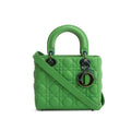 Christian Dior 2022 Green Cannage Lambskin Leather Small Lady Dior Bag