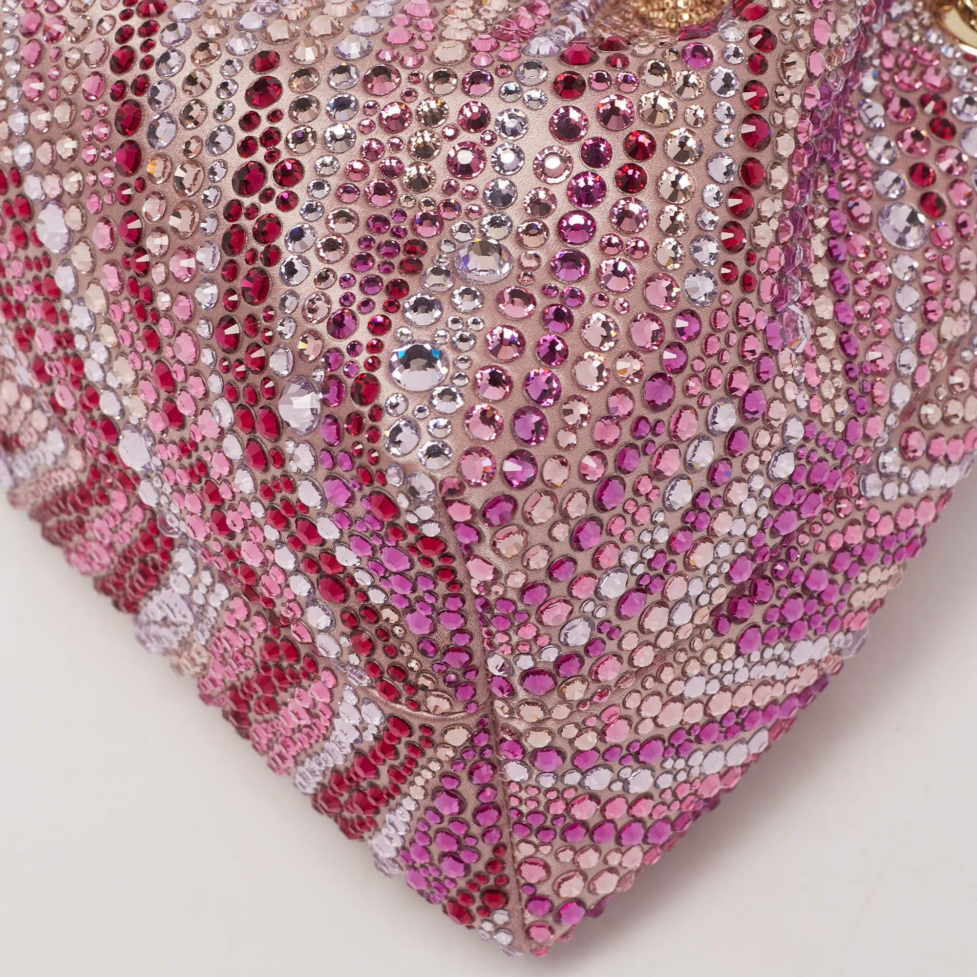 Jimmy Choo BonBon Crystal Embellished Pink Satin Bucket Bag