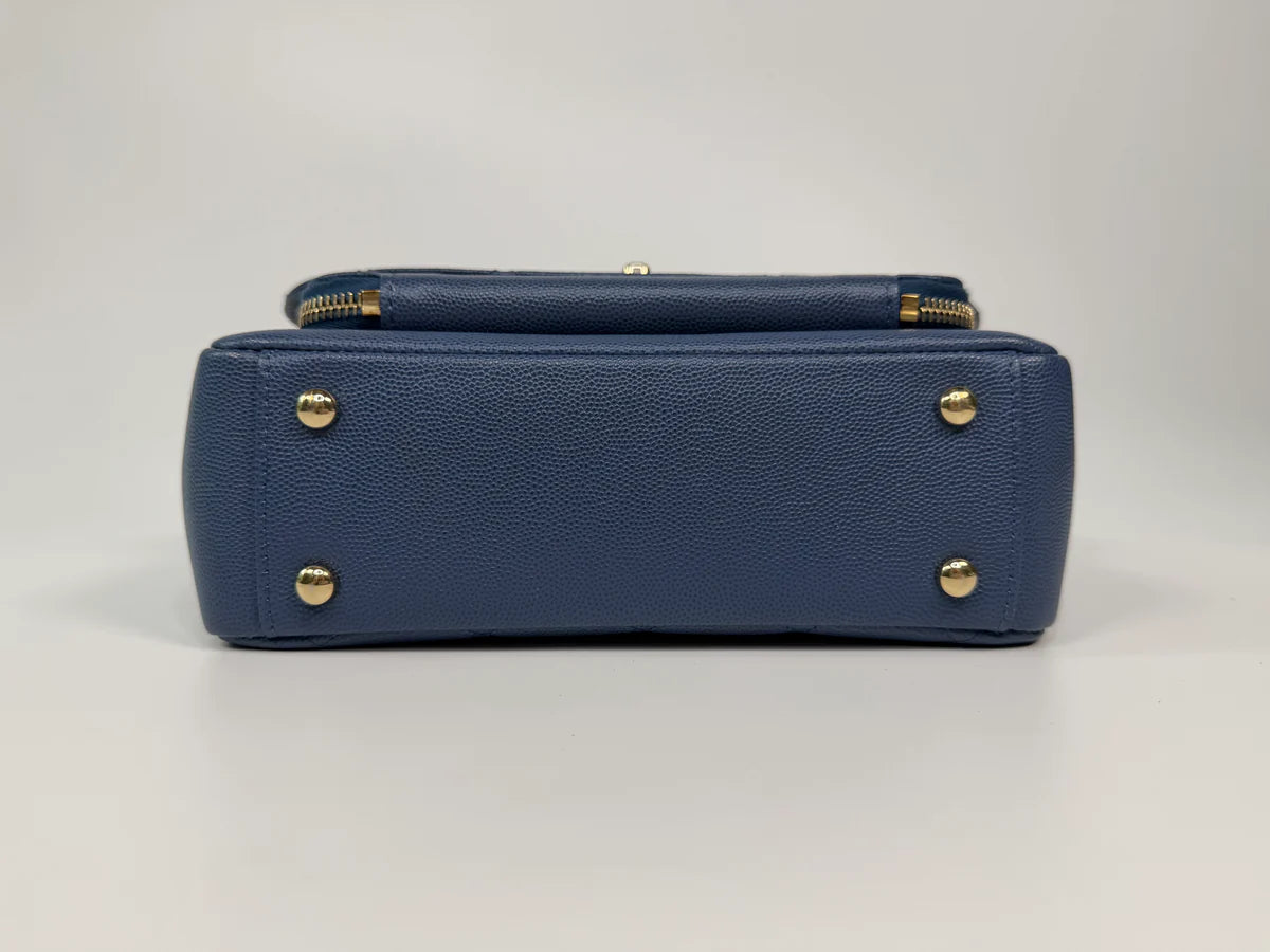 CHANEL MEDIUM BUSINESS AFFINITY BAG IN BLUE CAVIAR WITH GOLD HARDWARE
