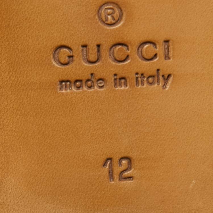 Gucci Brown Leather GG Marmont Web Loafers Size 46