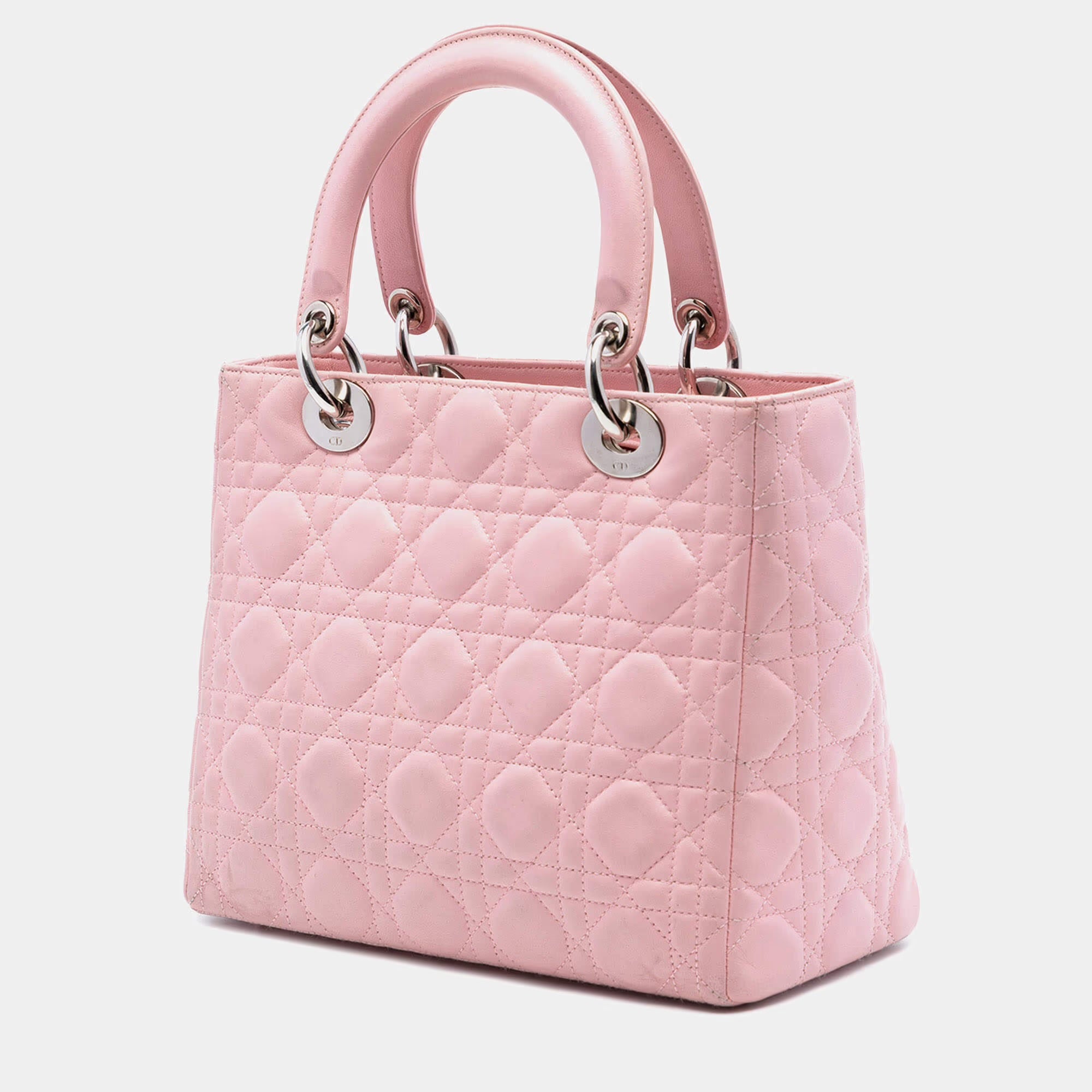 Dior Pink Medium Lambskin Cannage Lady Dior