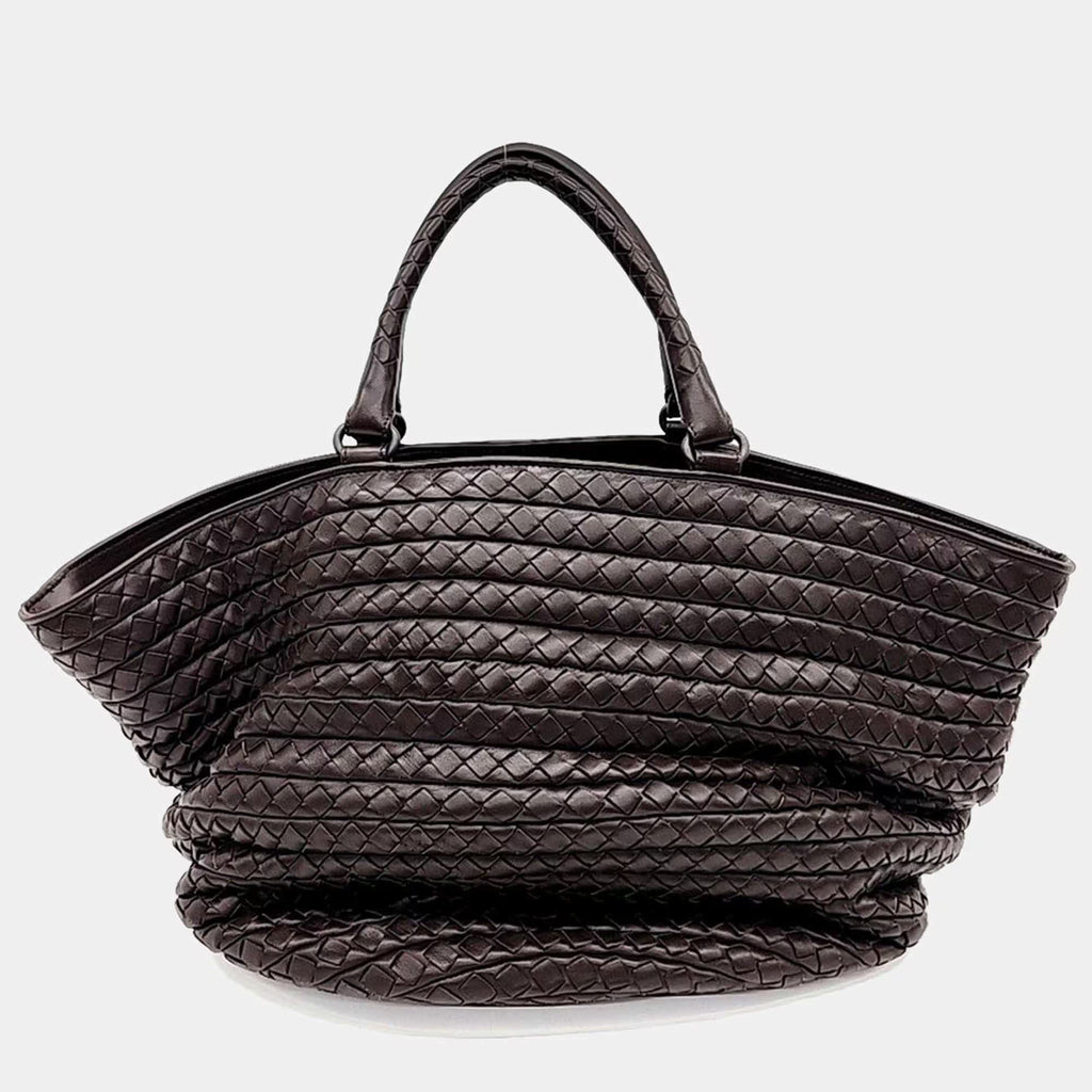Bottega Veneta Brown Leather Mesh Tote Bag