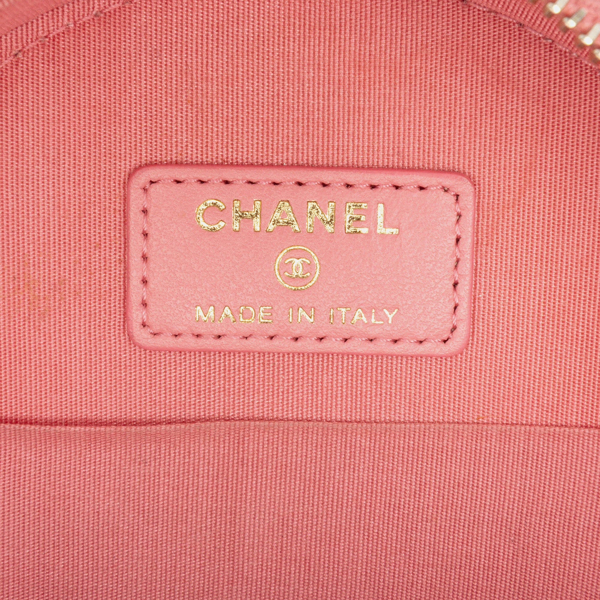Chanel Pink CC Embossed Caviar Camellia Round Clutch With Chain