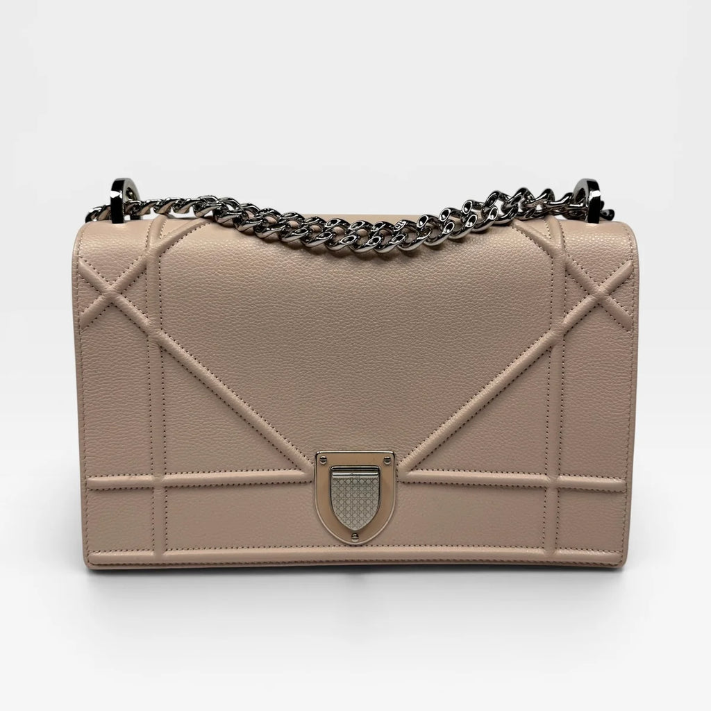 CHRISTIAN DIOR MEDIUM DIORAMA BAG IN BLUSH PINK LEATHER WITH SILVER HARDWARE