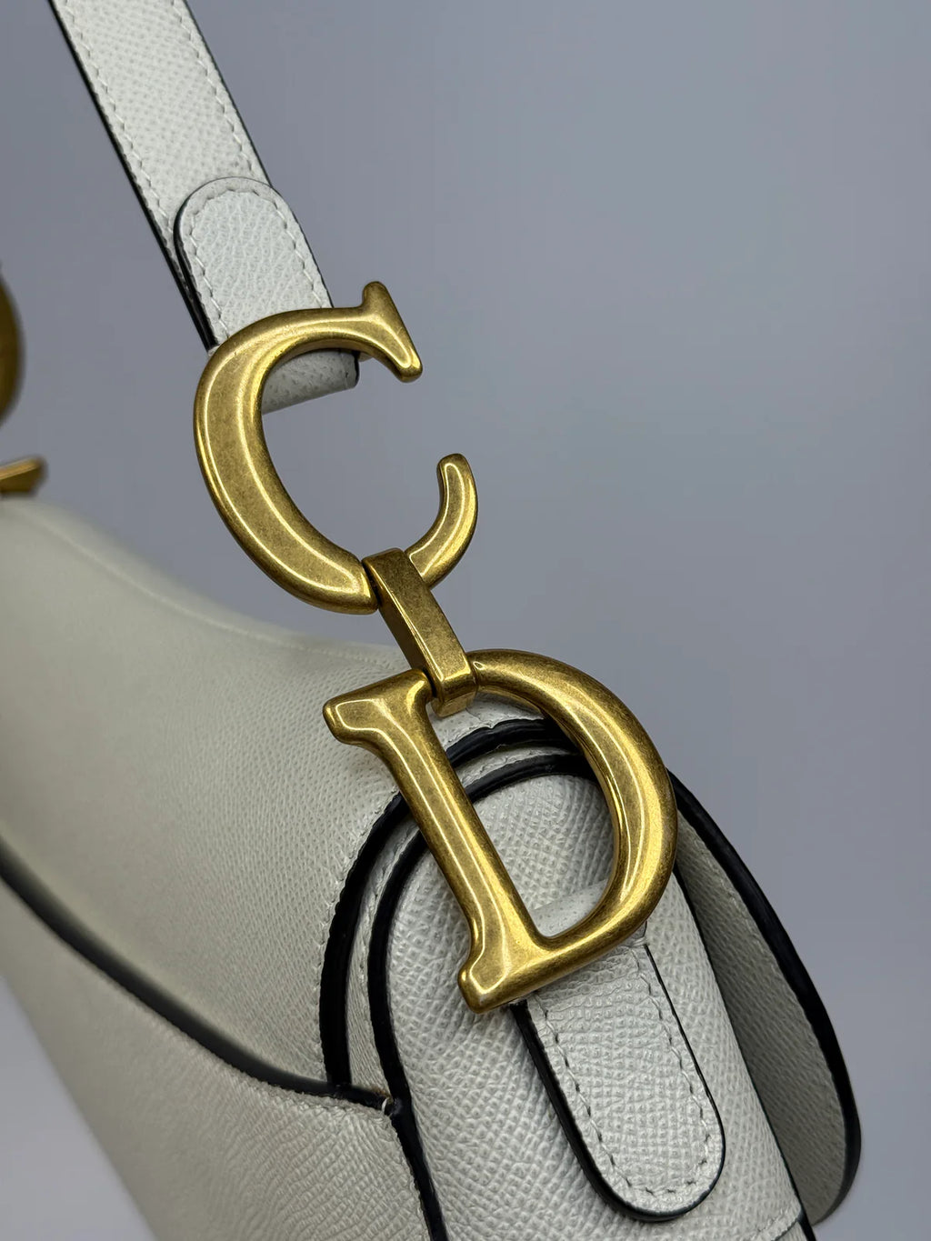 CHRISTIAN DIOR SADDLE BAG IN LATTE WITH GOLD HARDWARE