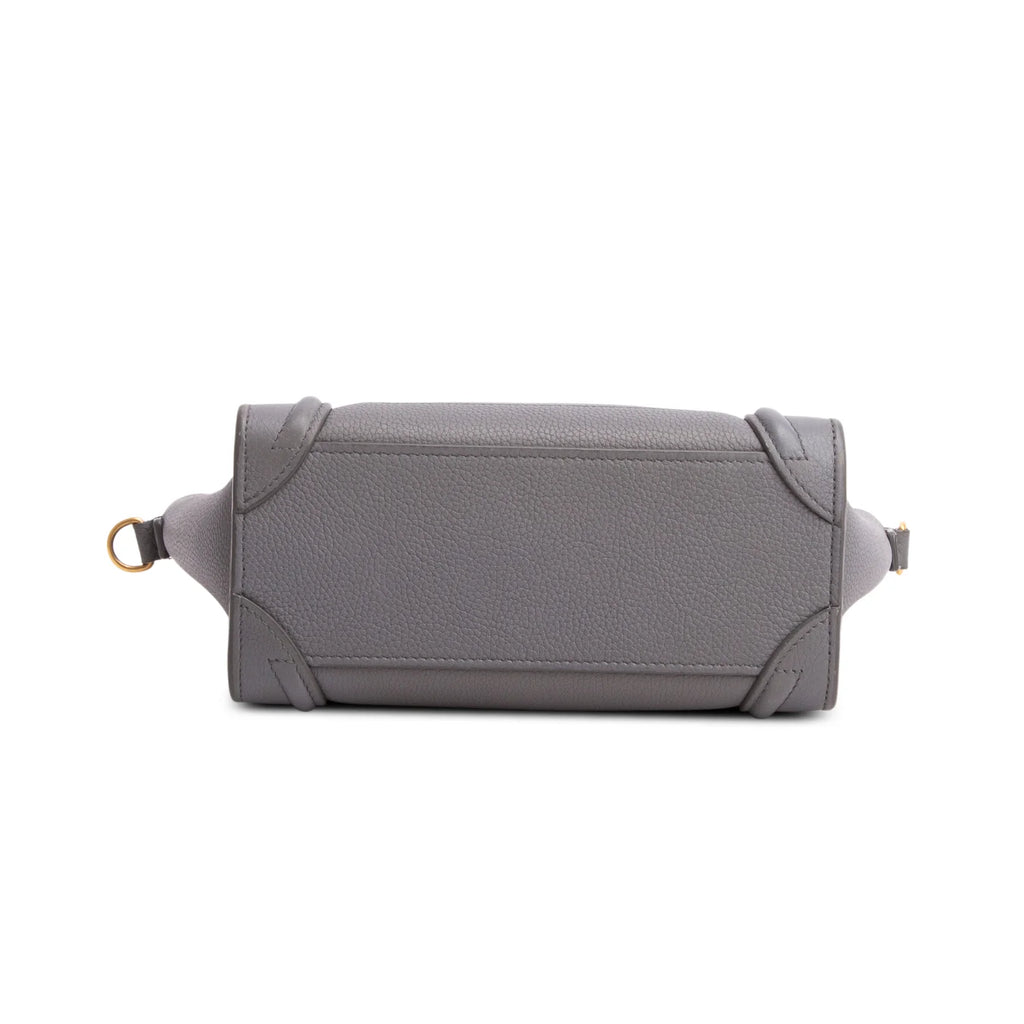 Celine Grey Calfskin Leather Nano Luggage Tote