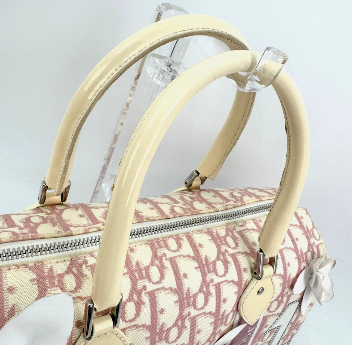 DIOR Pink Trotter Hand Mini Boston Bag Canvas Leather