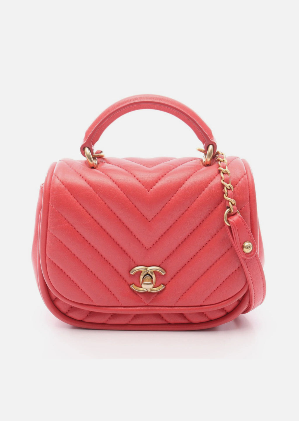 Chanel V 2WAY Shoulder Bag Pink Lambskin Leather