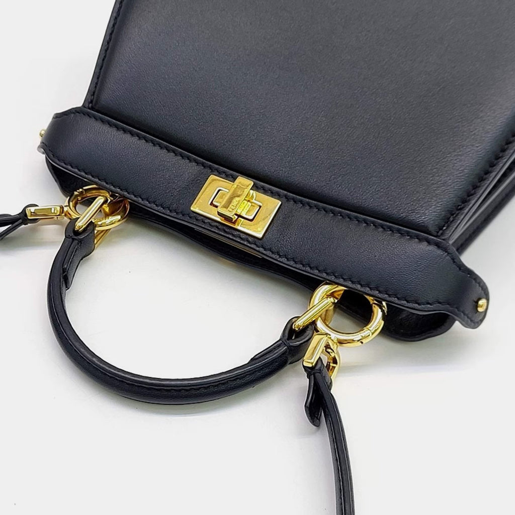 Fendi Black Leather Peekaboo I SEE U Petite