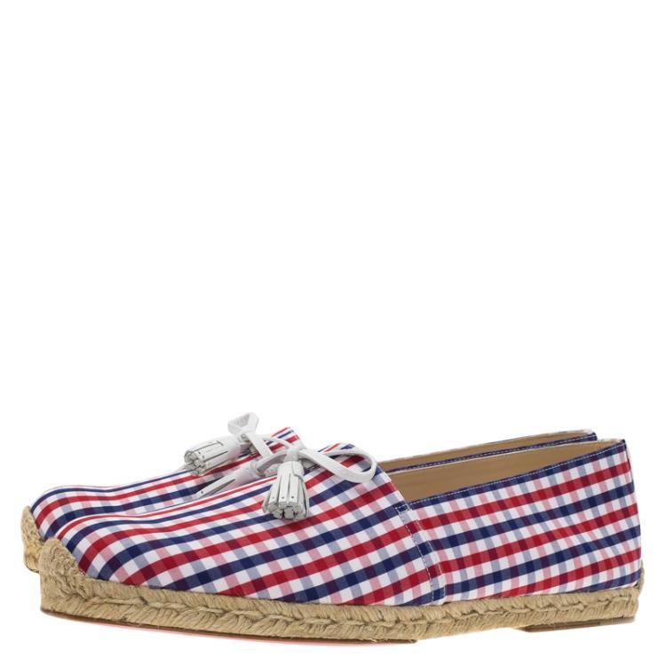 Christian Louboutin Vichy Papiounet Bow Espadrilles Size 44