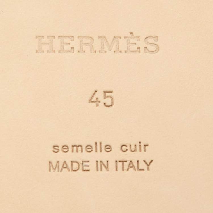 Hermès Orange Leather Izmir Flat Slides Size 45