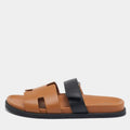 Hermes Black/Brown Leather Chypre Sandals Size 44