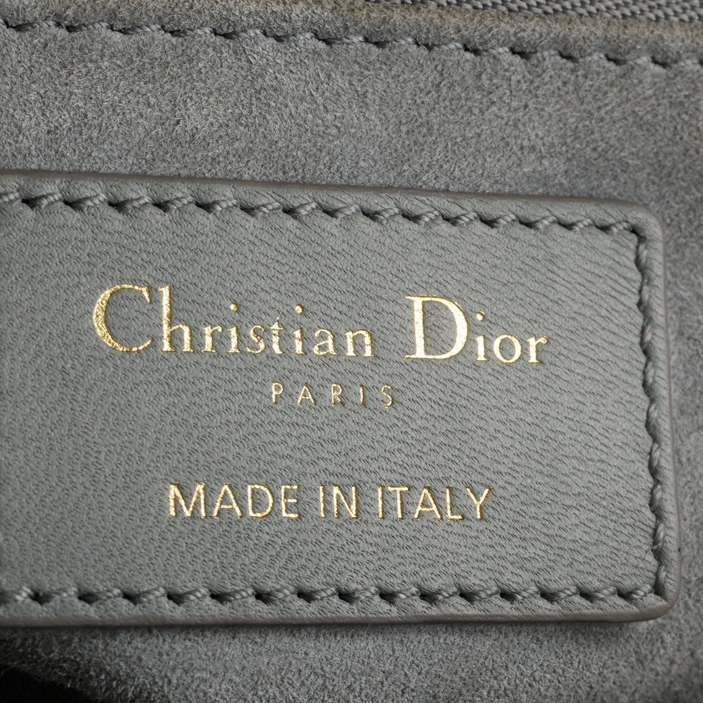 Christian Dior 2021 Grey Cannage Lambskin Leather Medium Lady Dior Bag